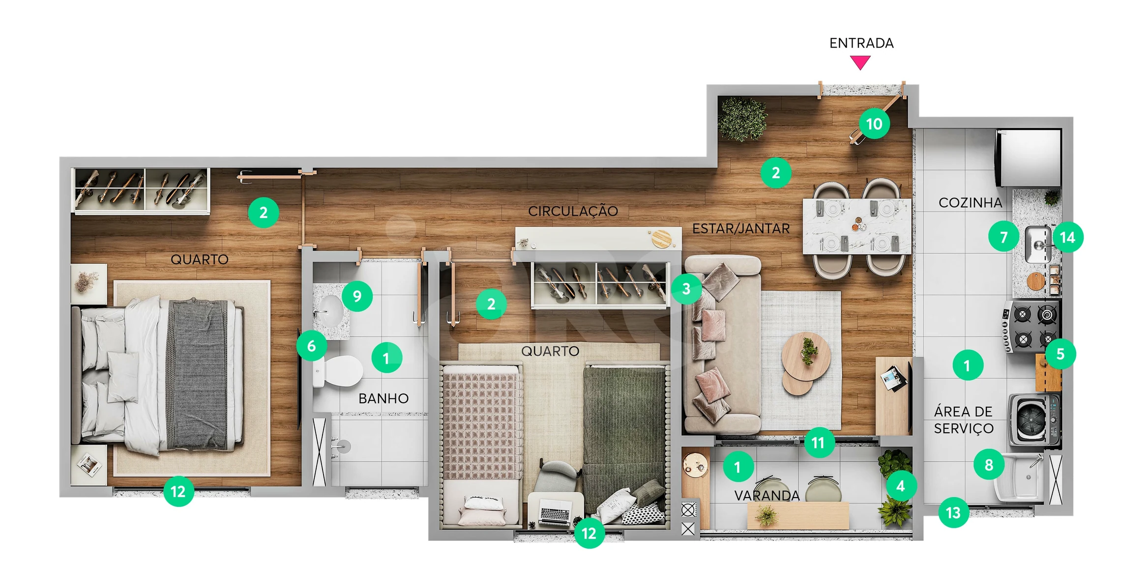 Planta — Apartamento 47,62 m²