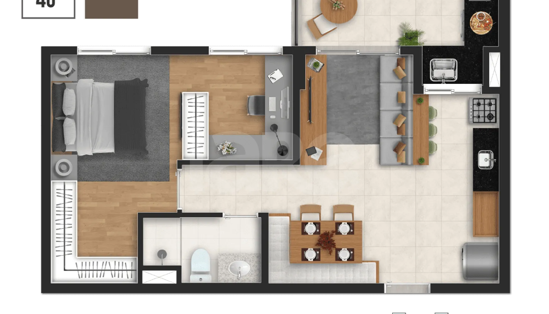 Planta — Apartamento 48,01 m²