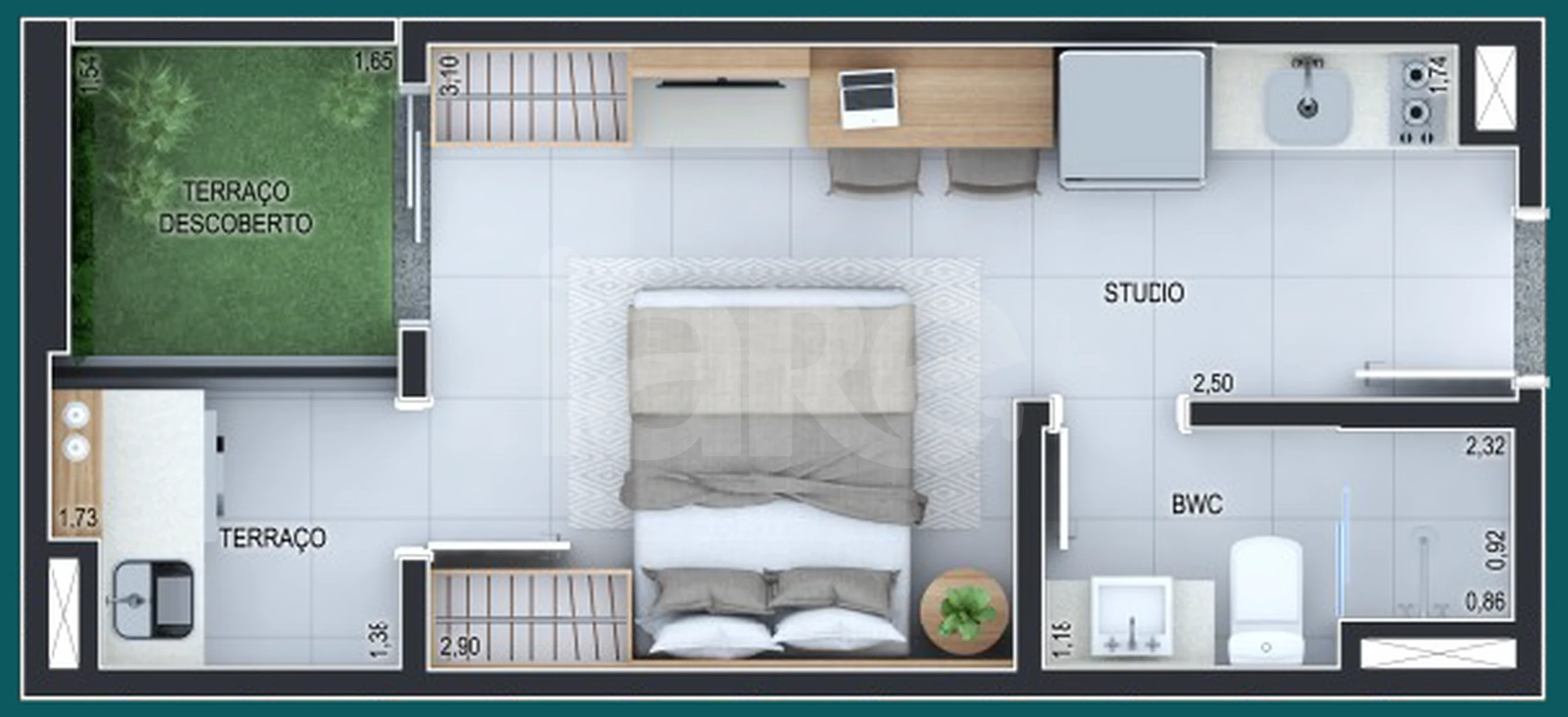 Planta — Studio 24,17 m²