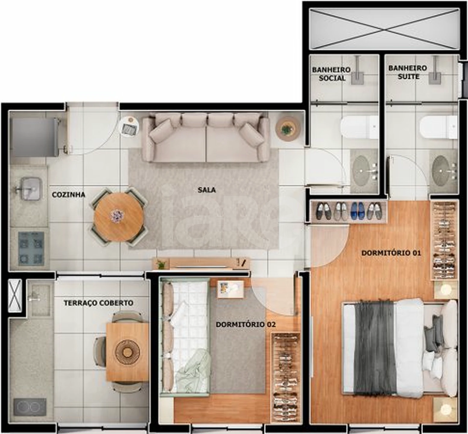 Planta — Apartamento 42,59 m²