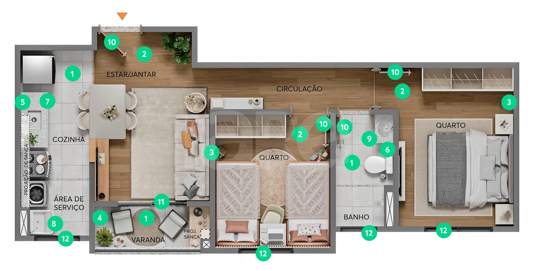 Planta — Apartamento 45,5 m²