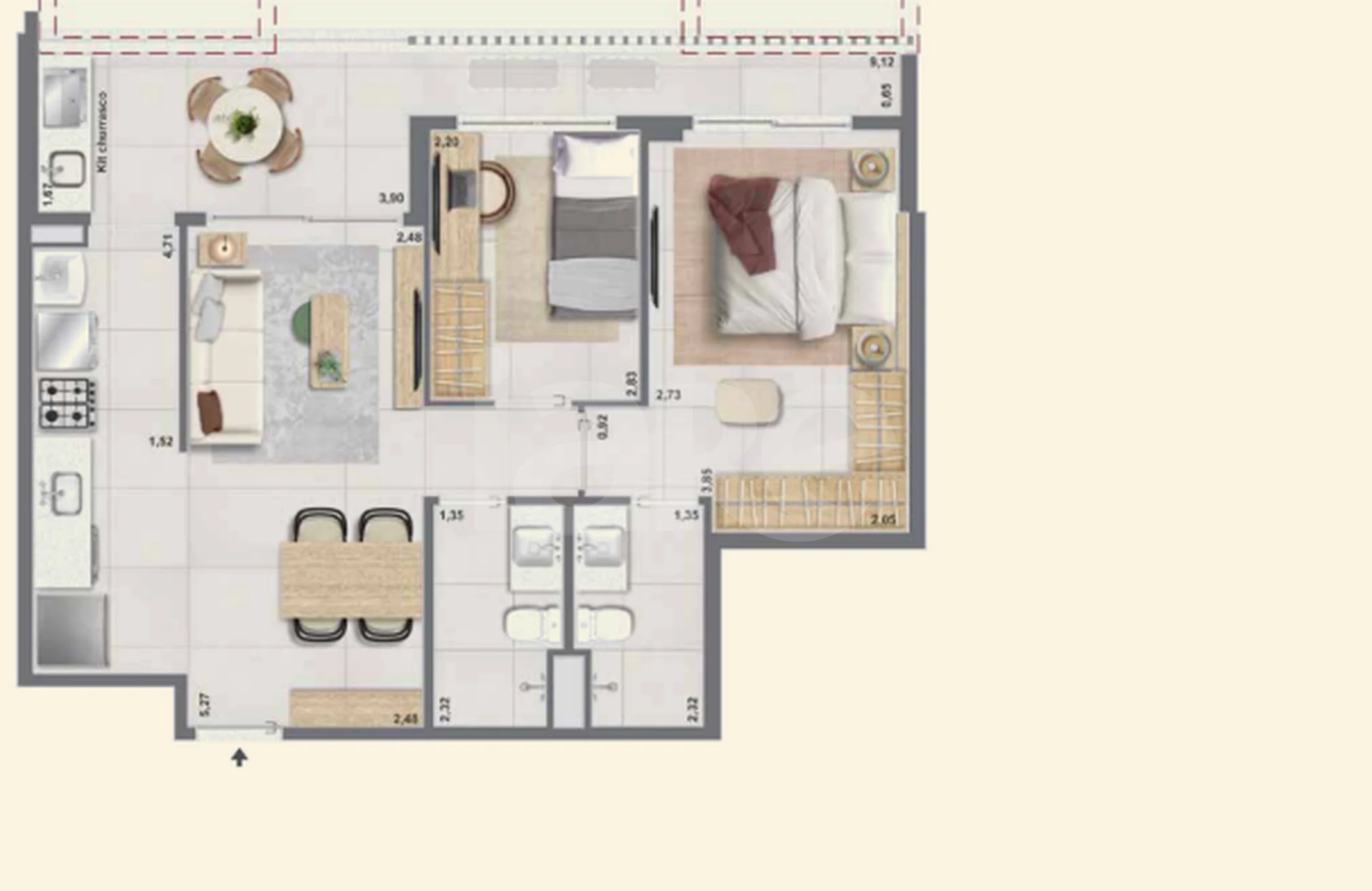 Planta — Apartamento 80,53 m²