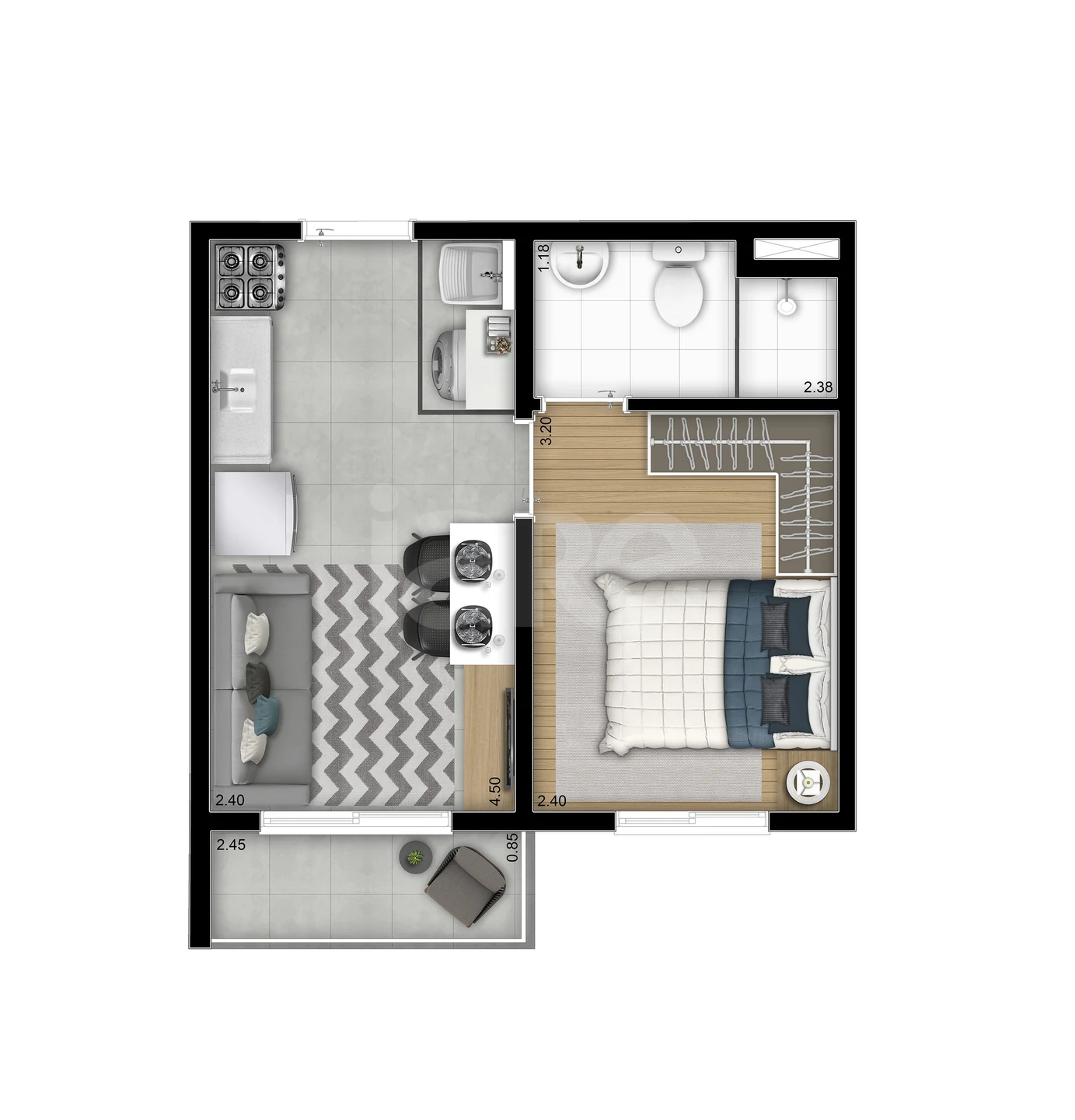Planta — Apartamento 25,24 m²