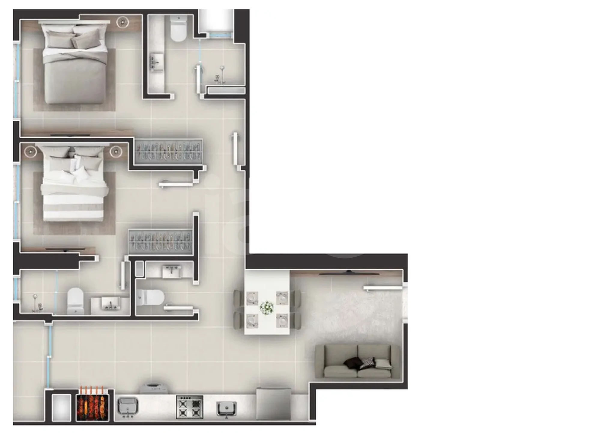 Planta — Apartamento 59,44 m²