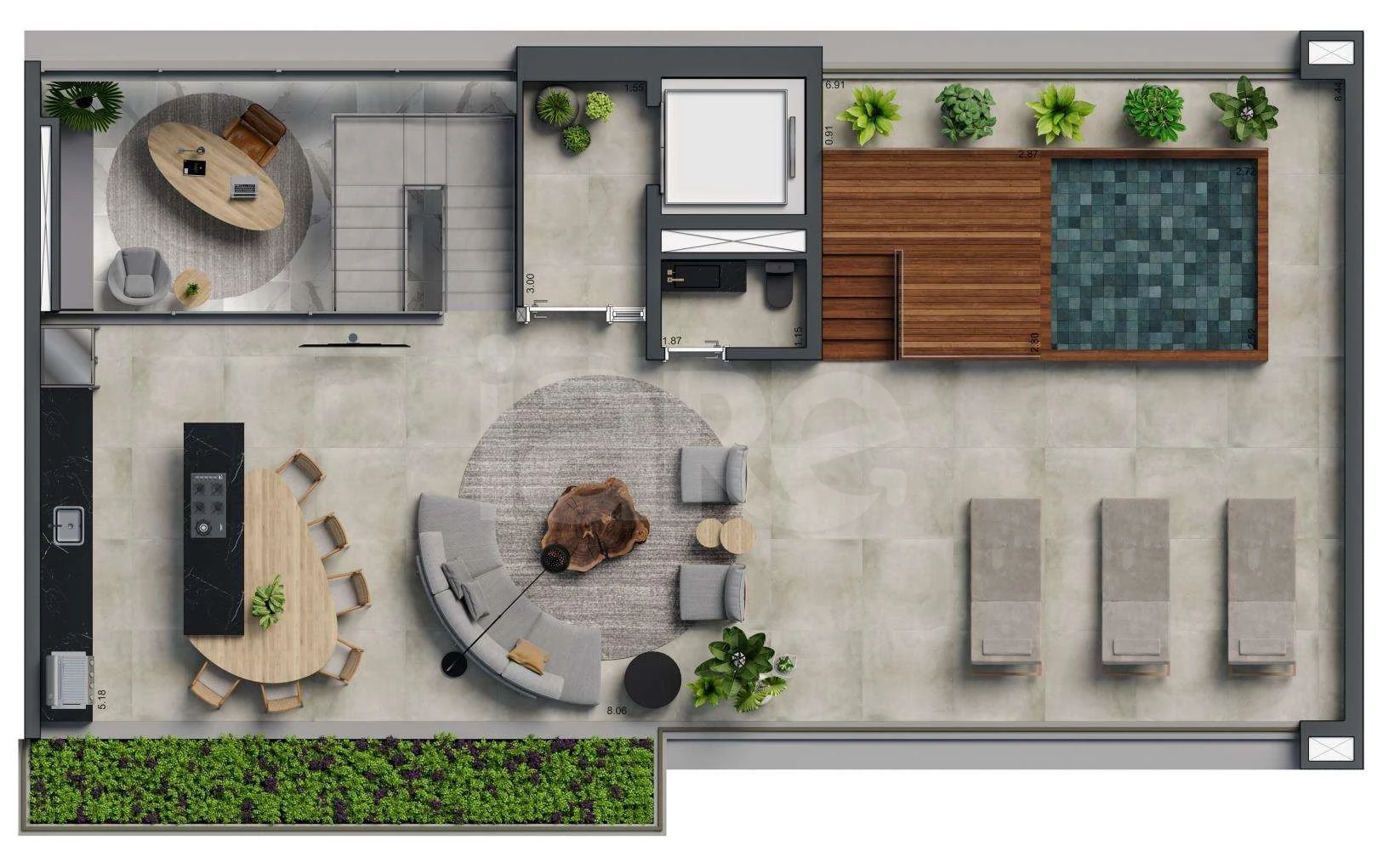Planta — Cobertura Duplex 360,2 m²