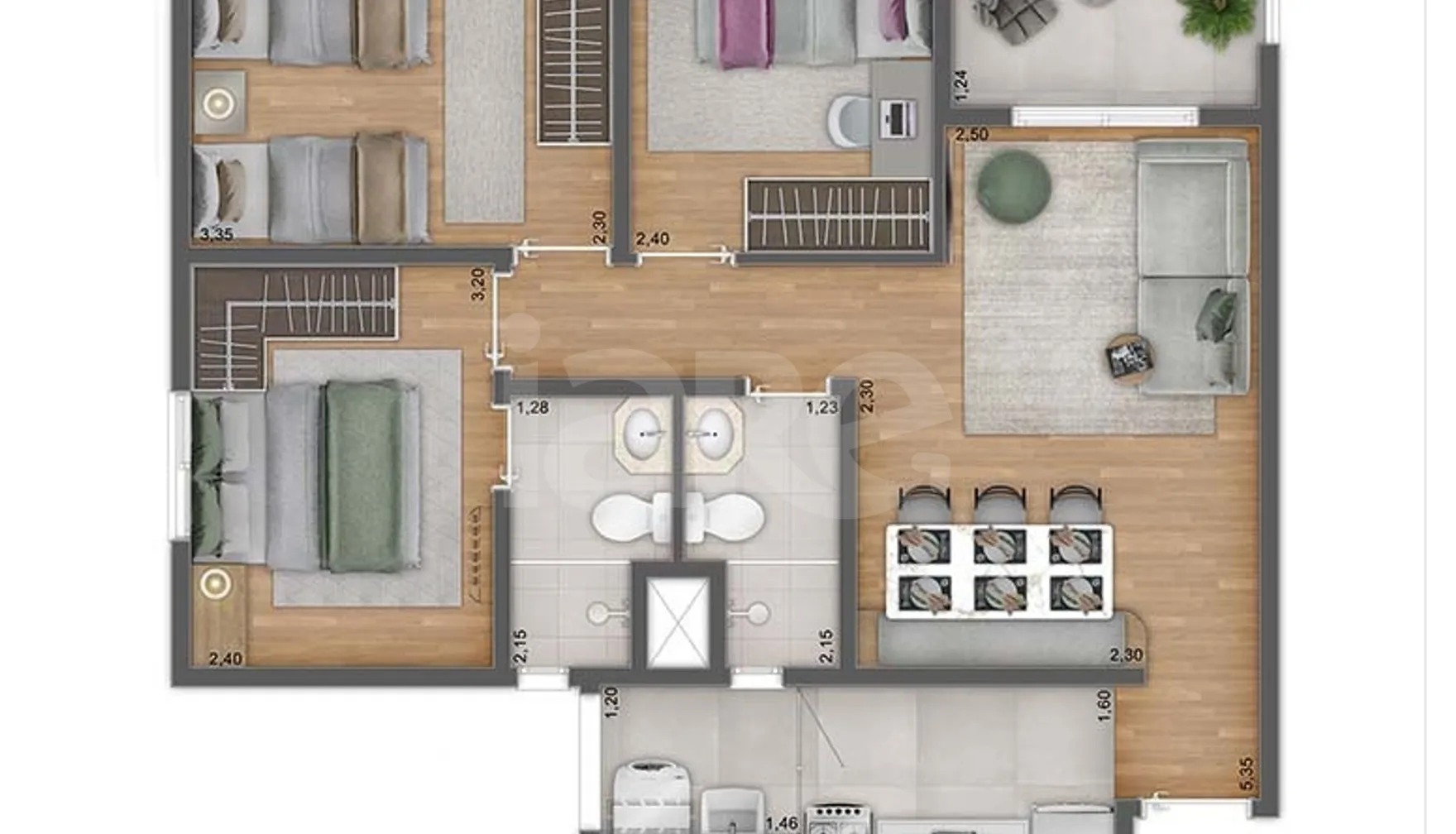 Planta — Apartamento 59,05 m²