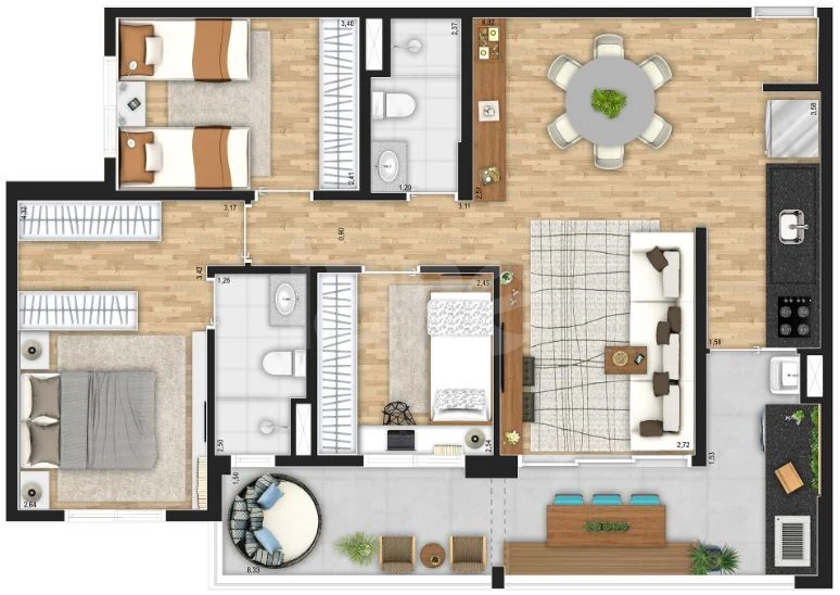 Planta — Garden 87 m²