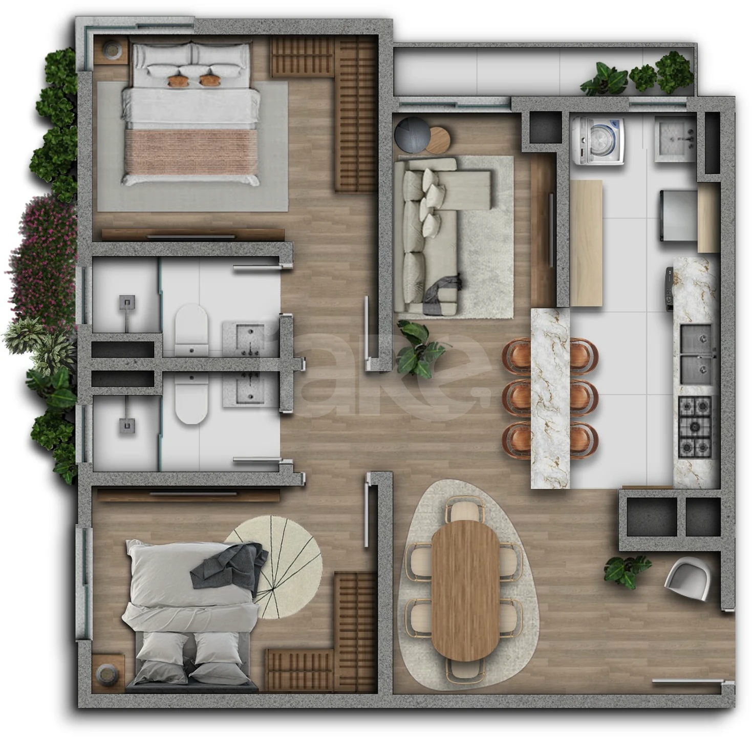 Planta — Apartamento 74 m²