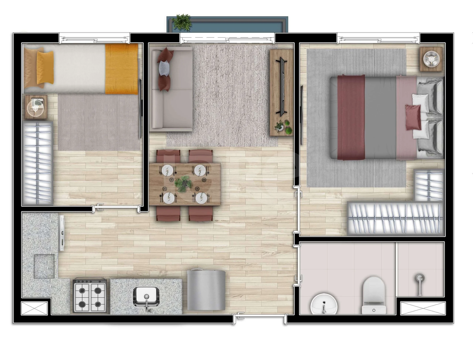 Planta — Apartamento 34,65 m²