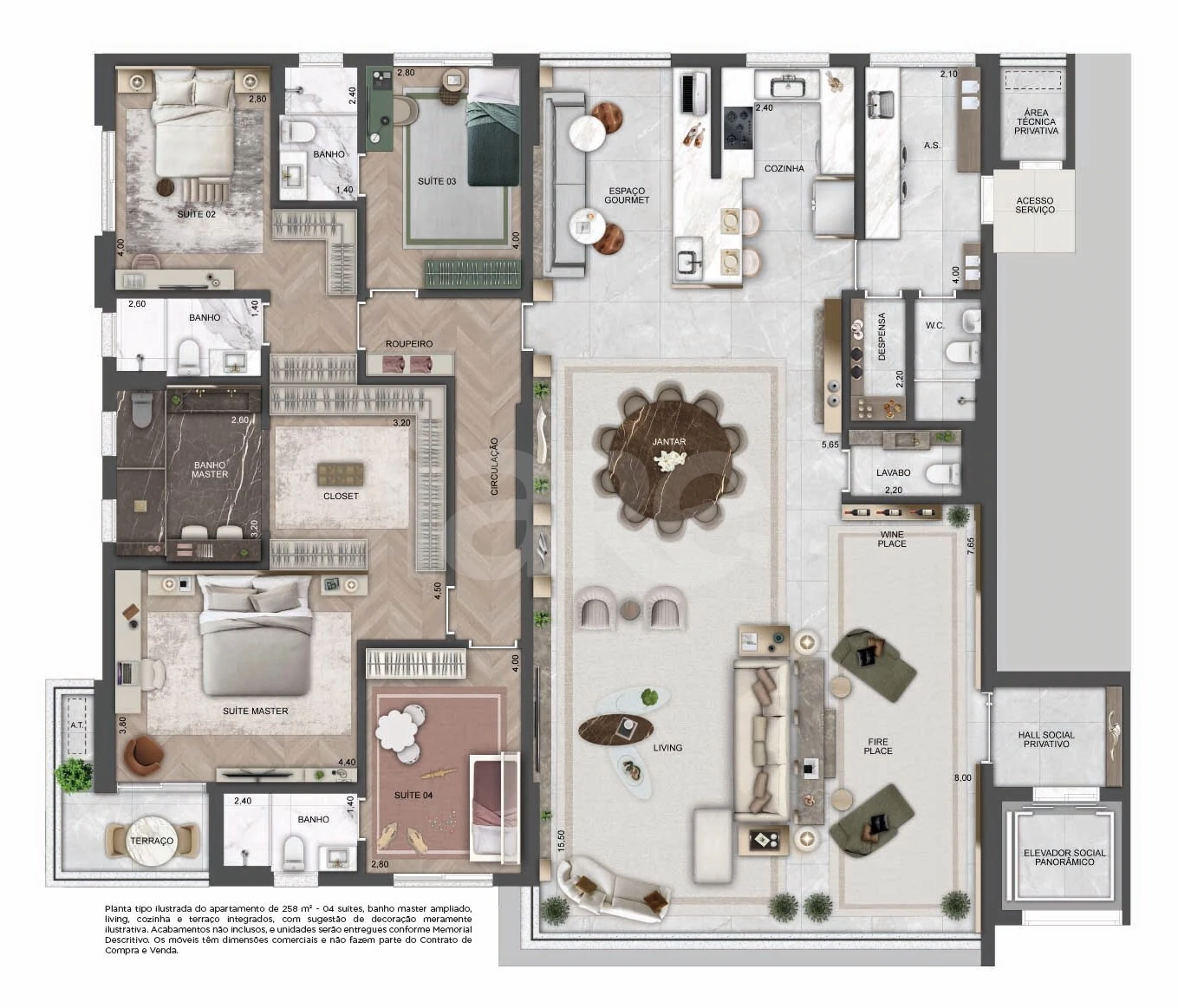 Planta — Apartamento 258,31 m²