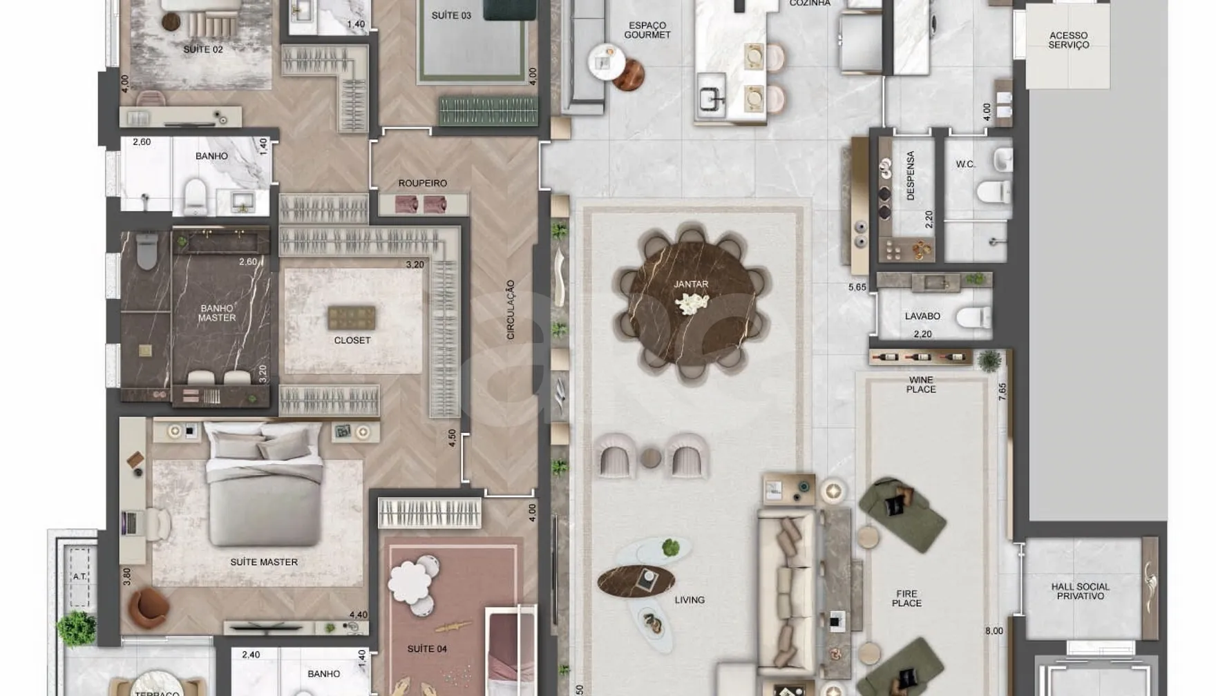 Planta — Apartamento 258,31 m²