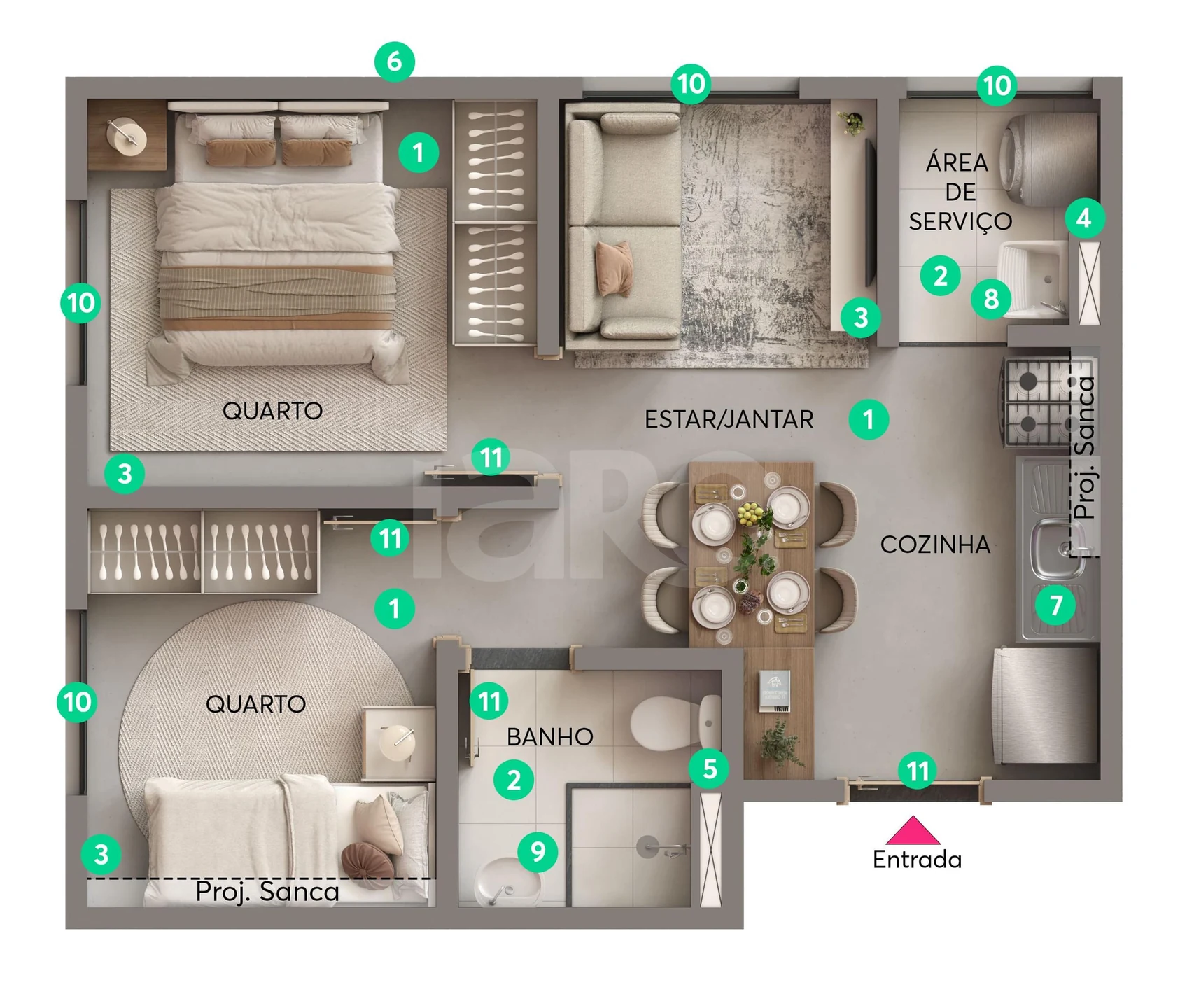 Planta — Apartamento 34,57 m²