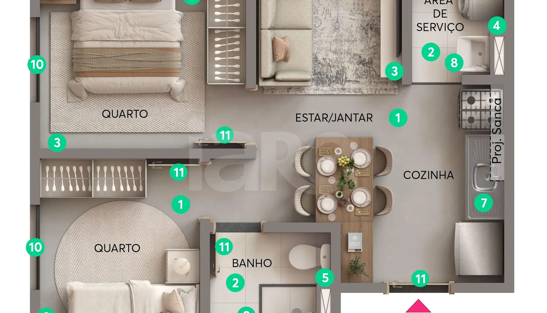 Planta — Apartamento 34,57 m²