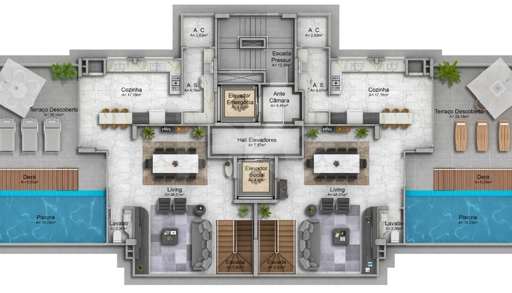 Planta — Cobertura Duplex 296,2 m²