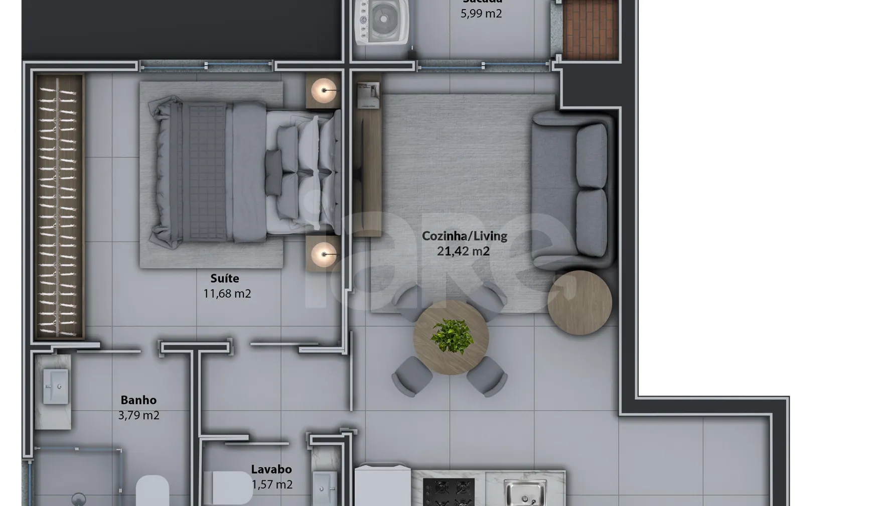 Planta — Apartamento 52,98 m²