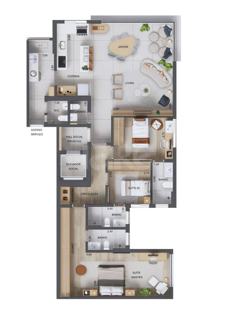 Planta — Apartamento 126,11 m²