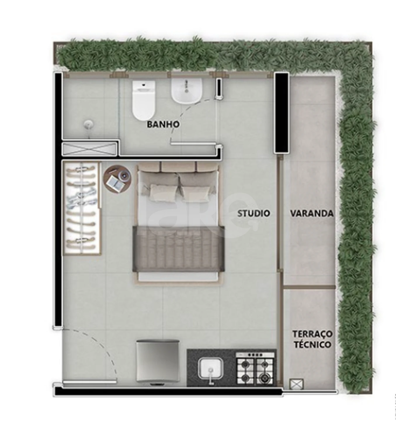 Planta — Studio 28,16 m²