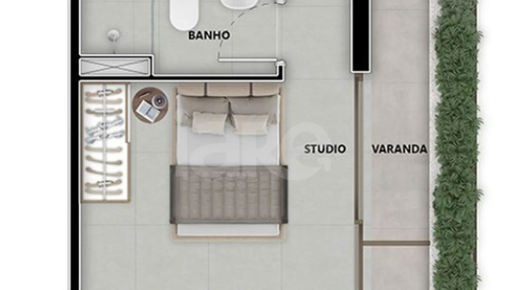 Planta — Studio 28,16 m²