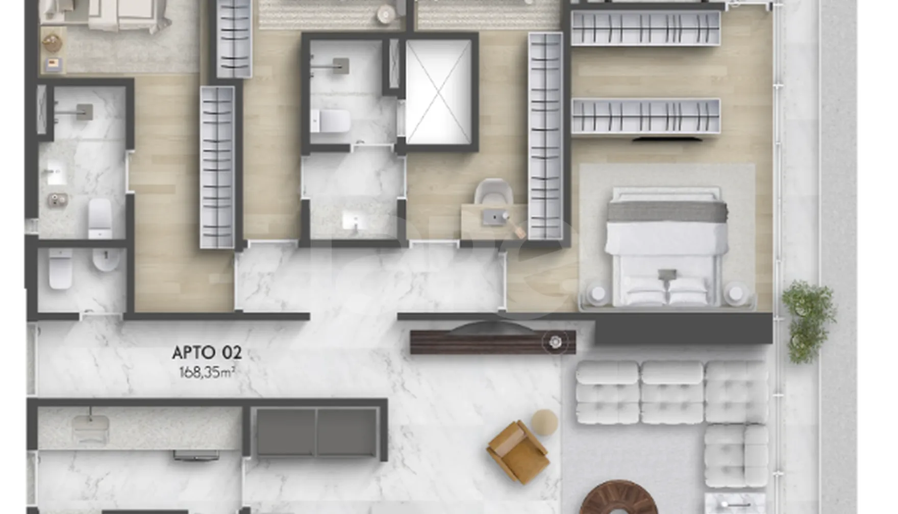 Planta — Apartamento 168,35 m²