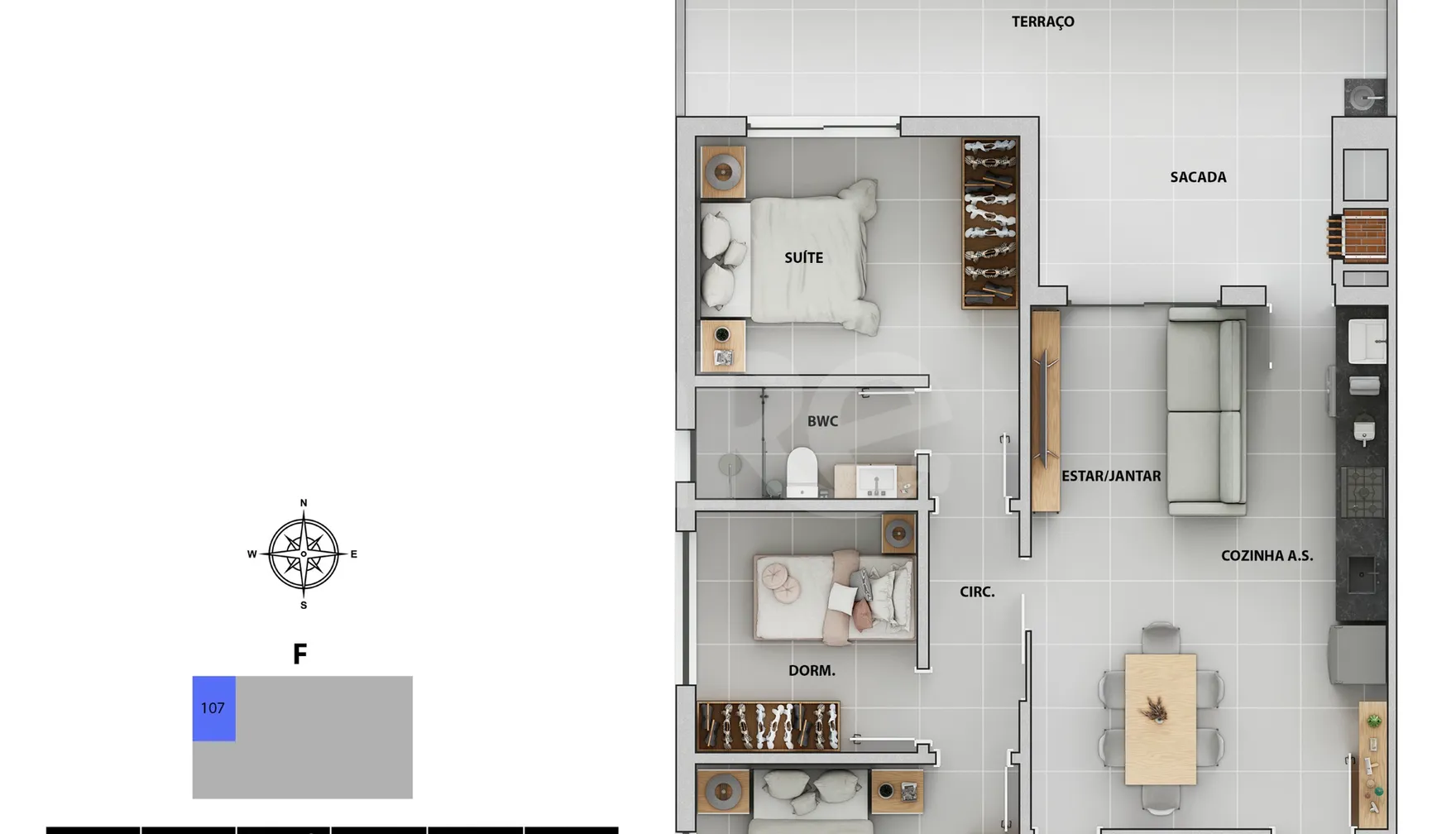 Planta — Cobertura Horizontal 107,83 m²