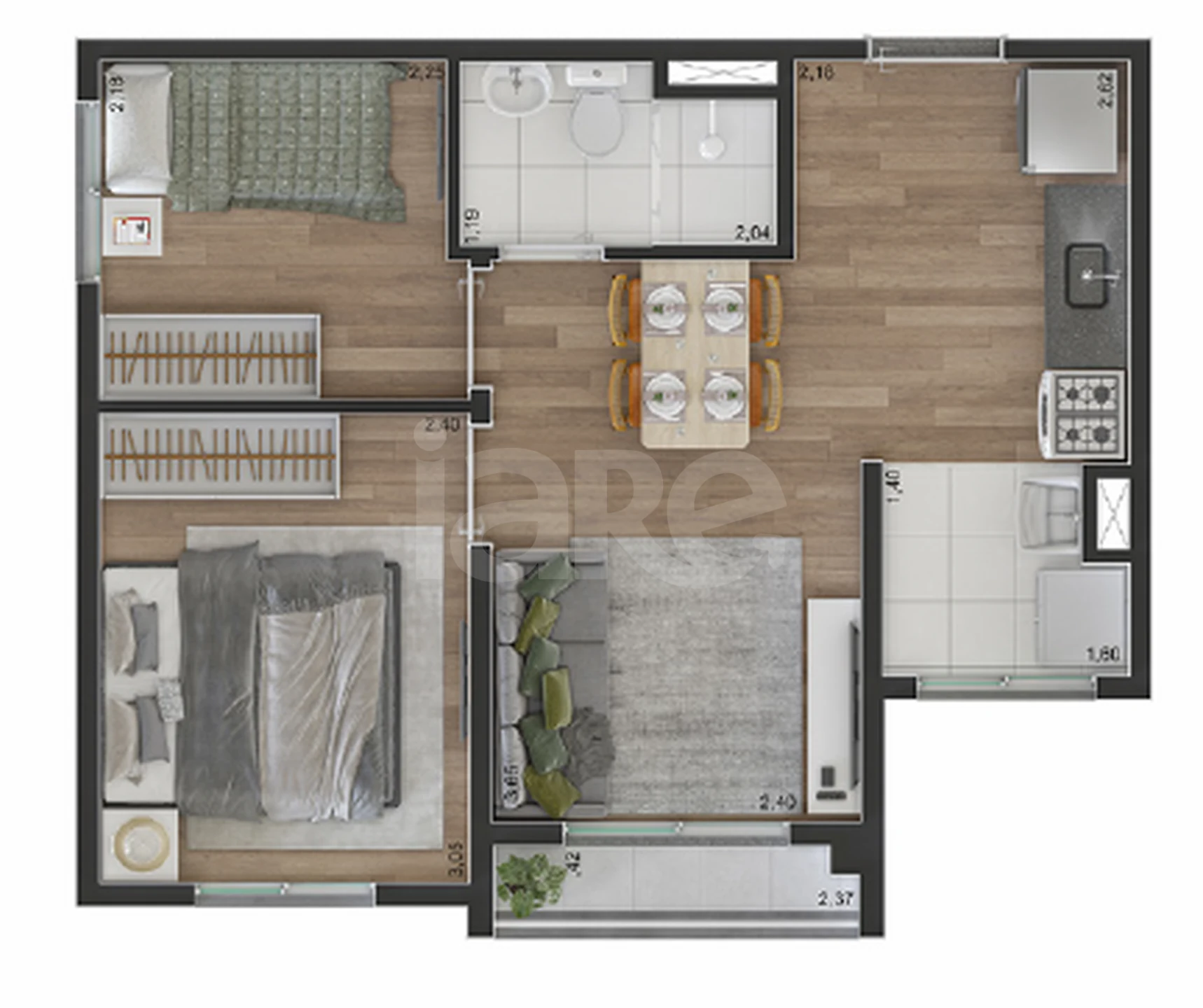Planta — Apartamento 37,38 m²