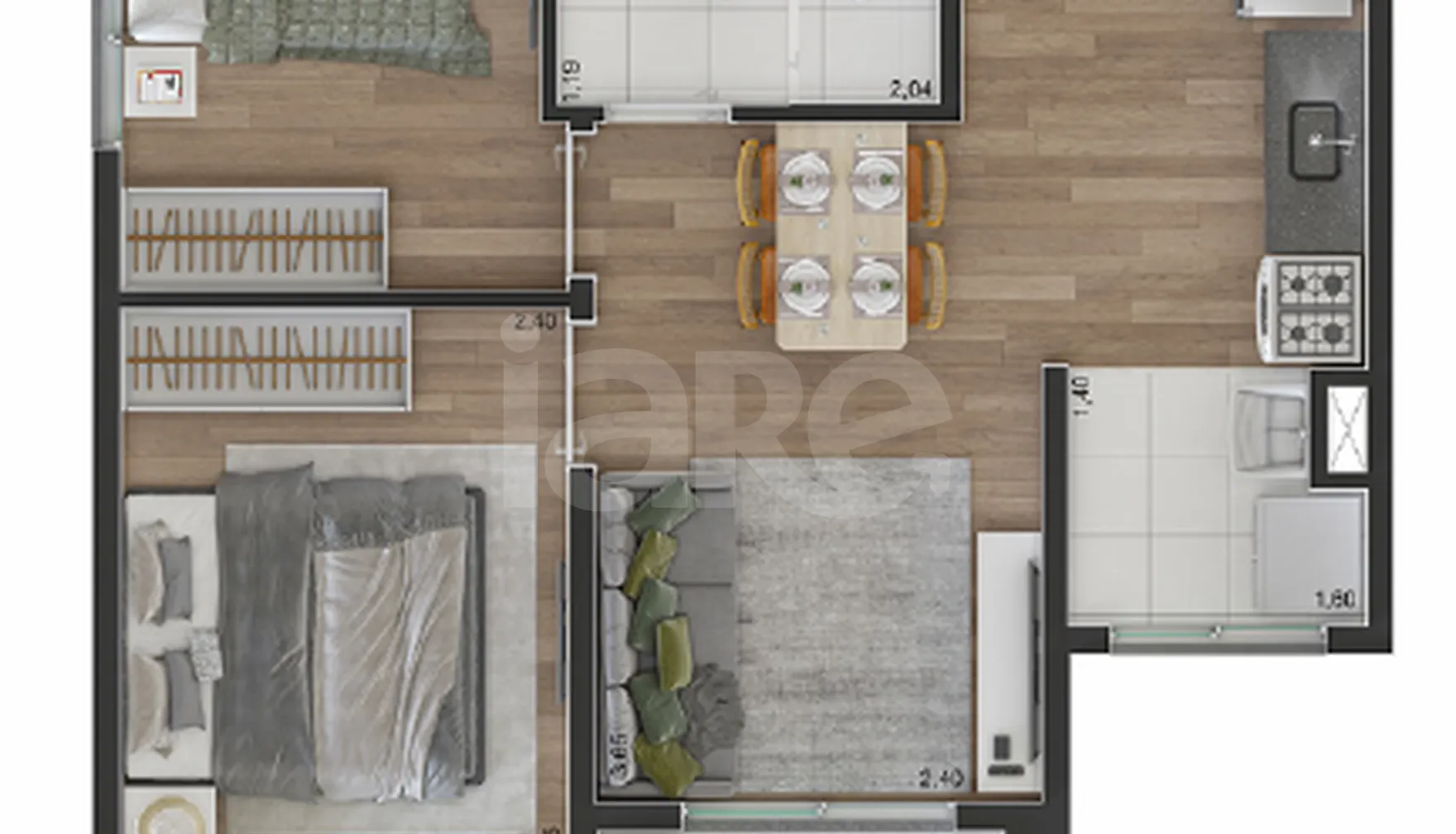 Planta — Apartamento 37,38 m²
