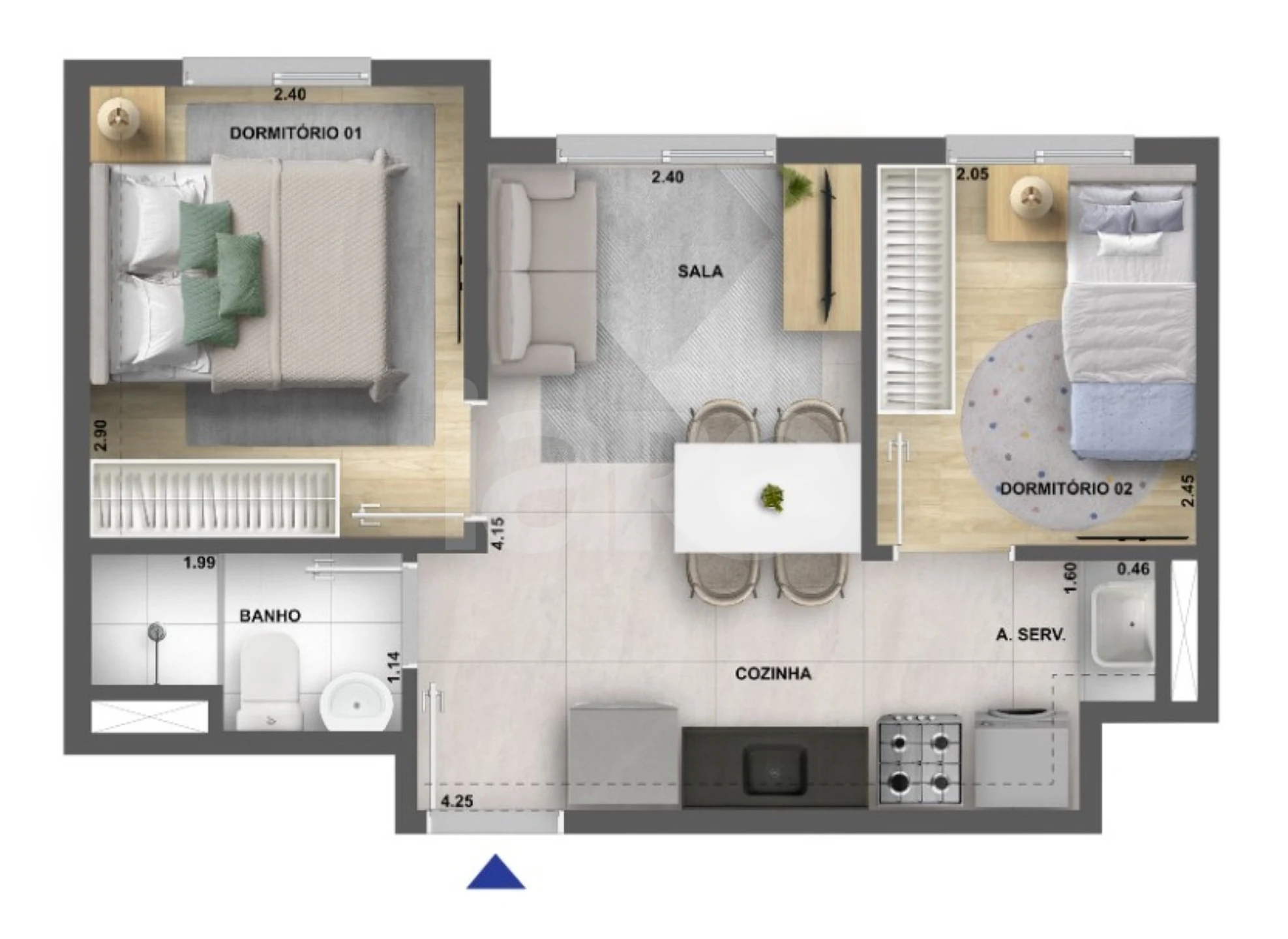 Planta — Apartamento 32 m²