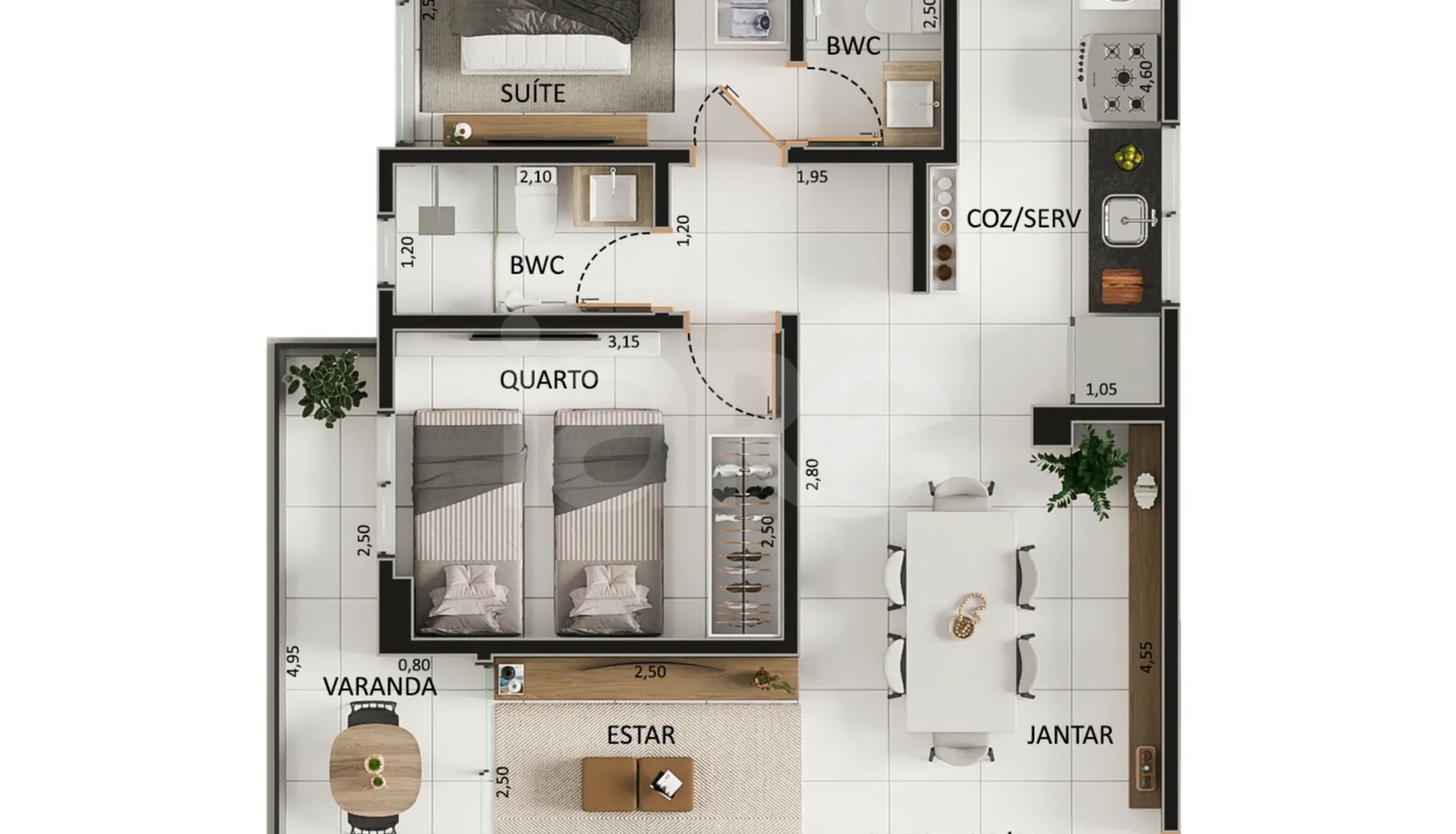 Planta — Apartamento 65,58 m²