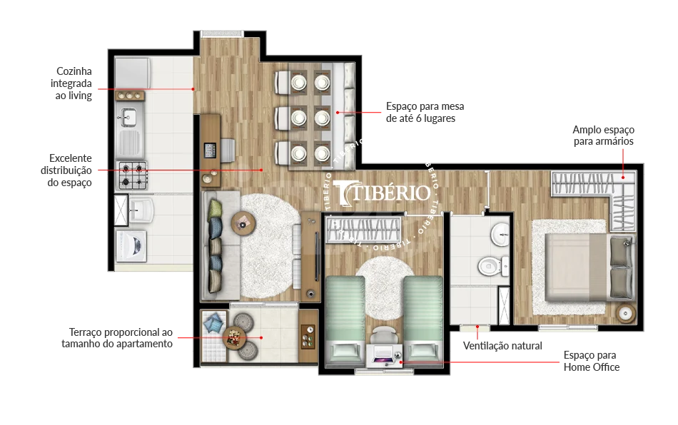 Planta — Apartamento 51,54 m²
