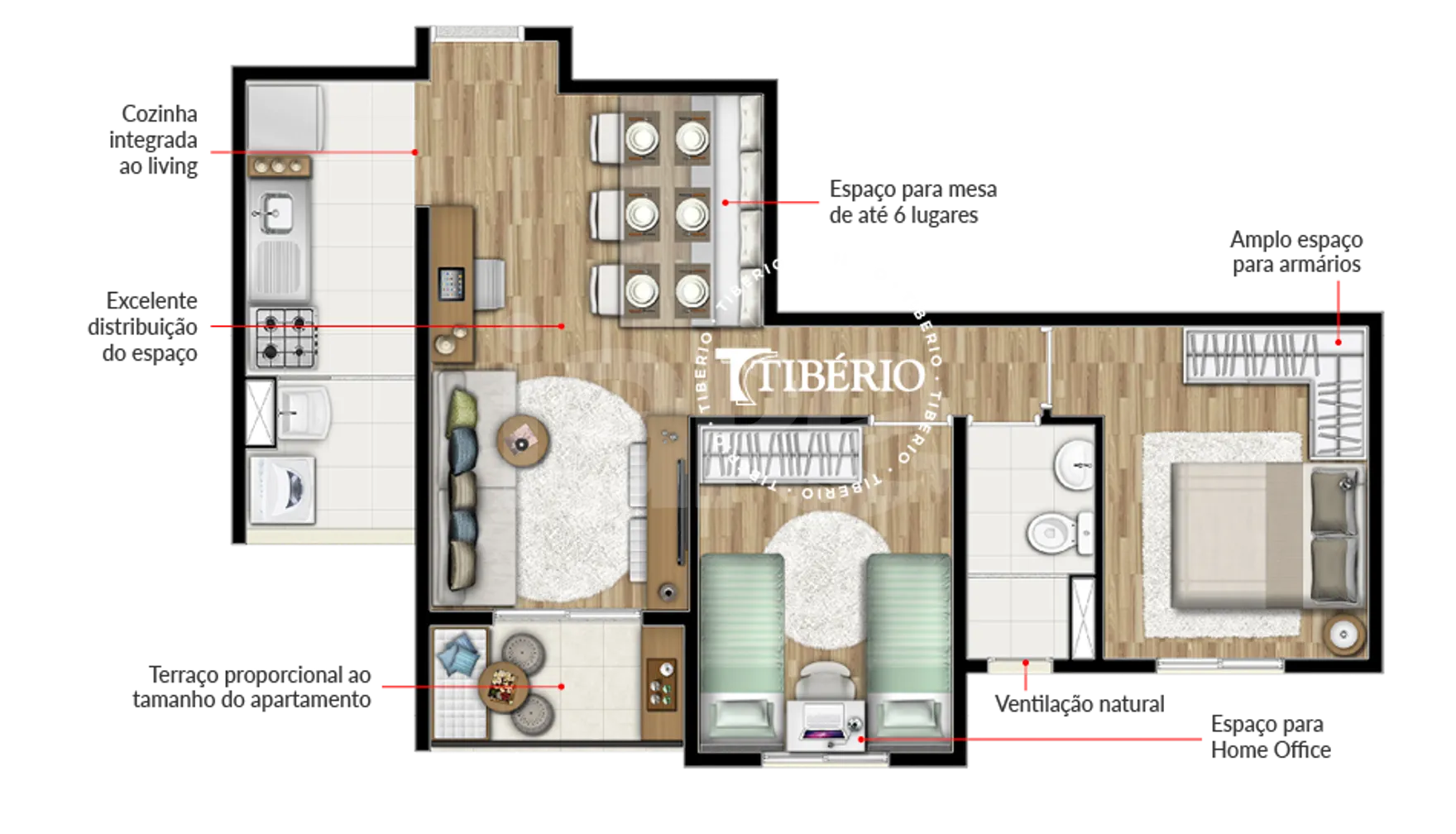 Planta — Apartamento 51,54 m²