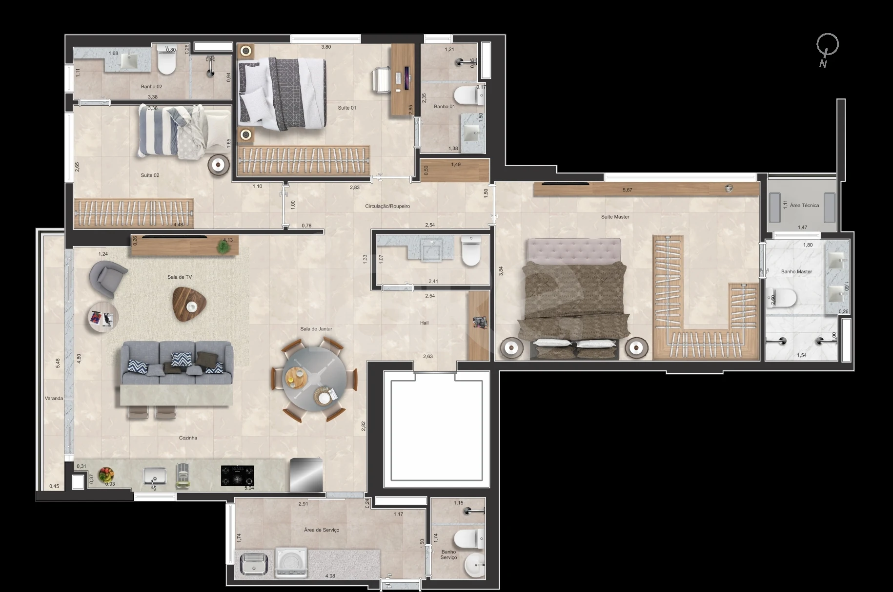 Planta — Apartamento 135,31 m²