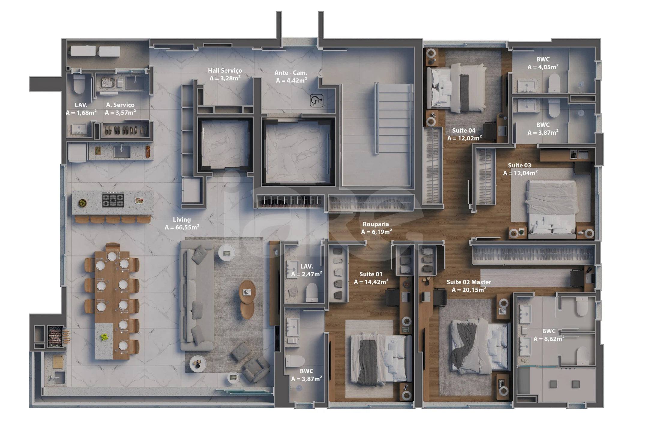 Planta — Apartamento 190,91 m²