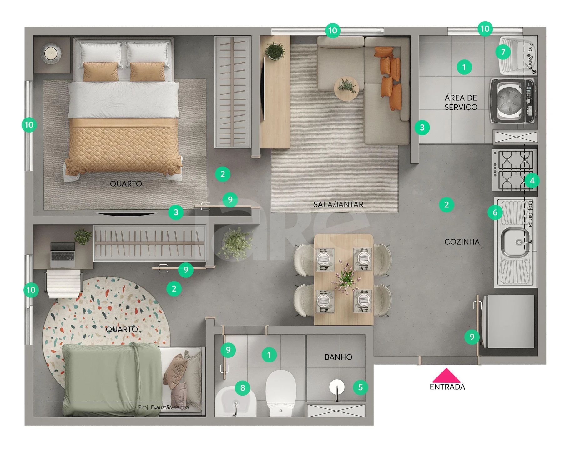 Planta — Apartamento 34,09 m²