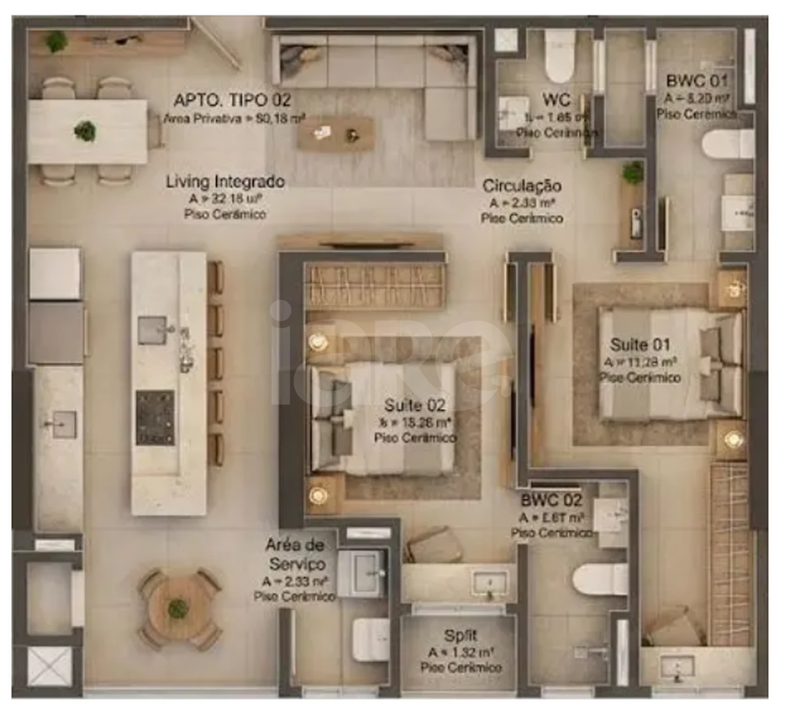Planta — Apartamento 80,13 m²