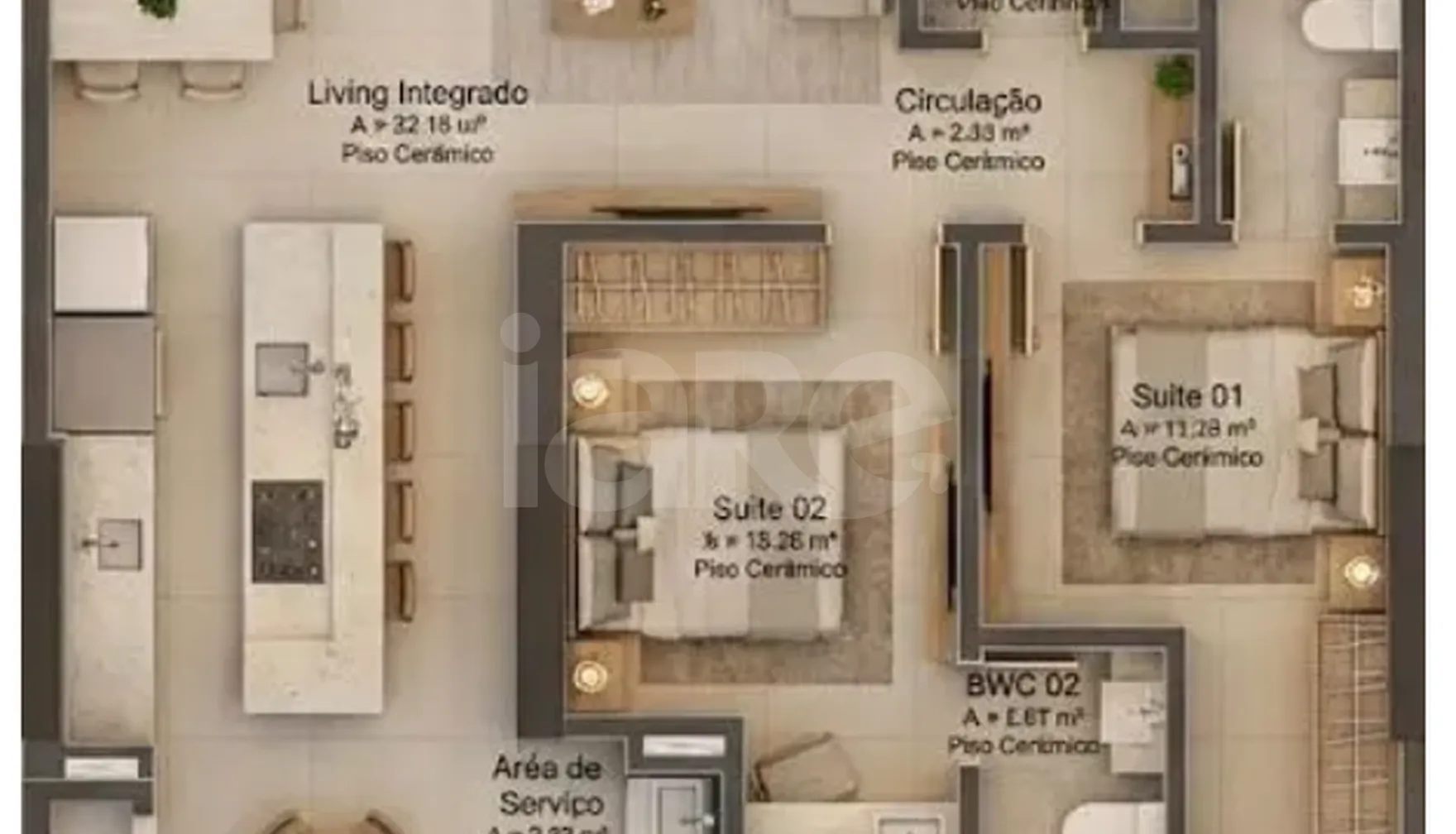 Planta — Apartamento 80,13 m²