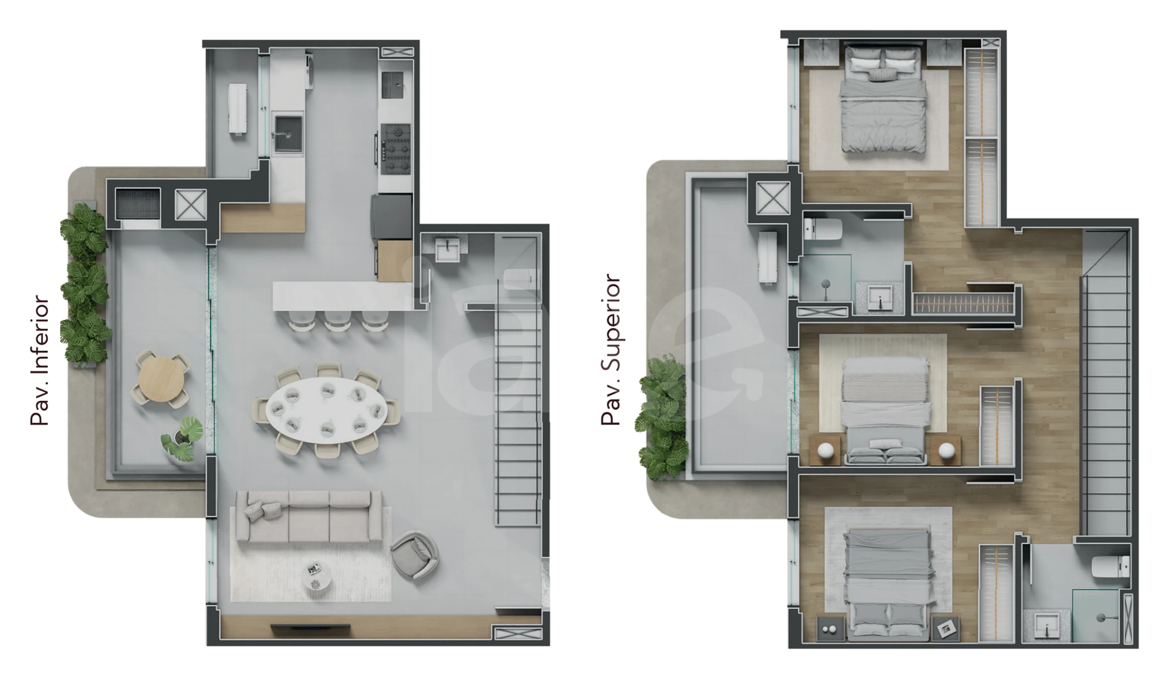 Planta — Cobertura Duplex 128,85 m²