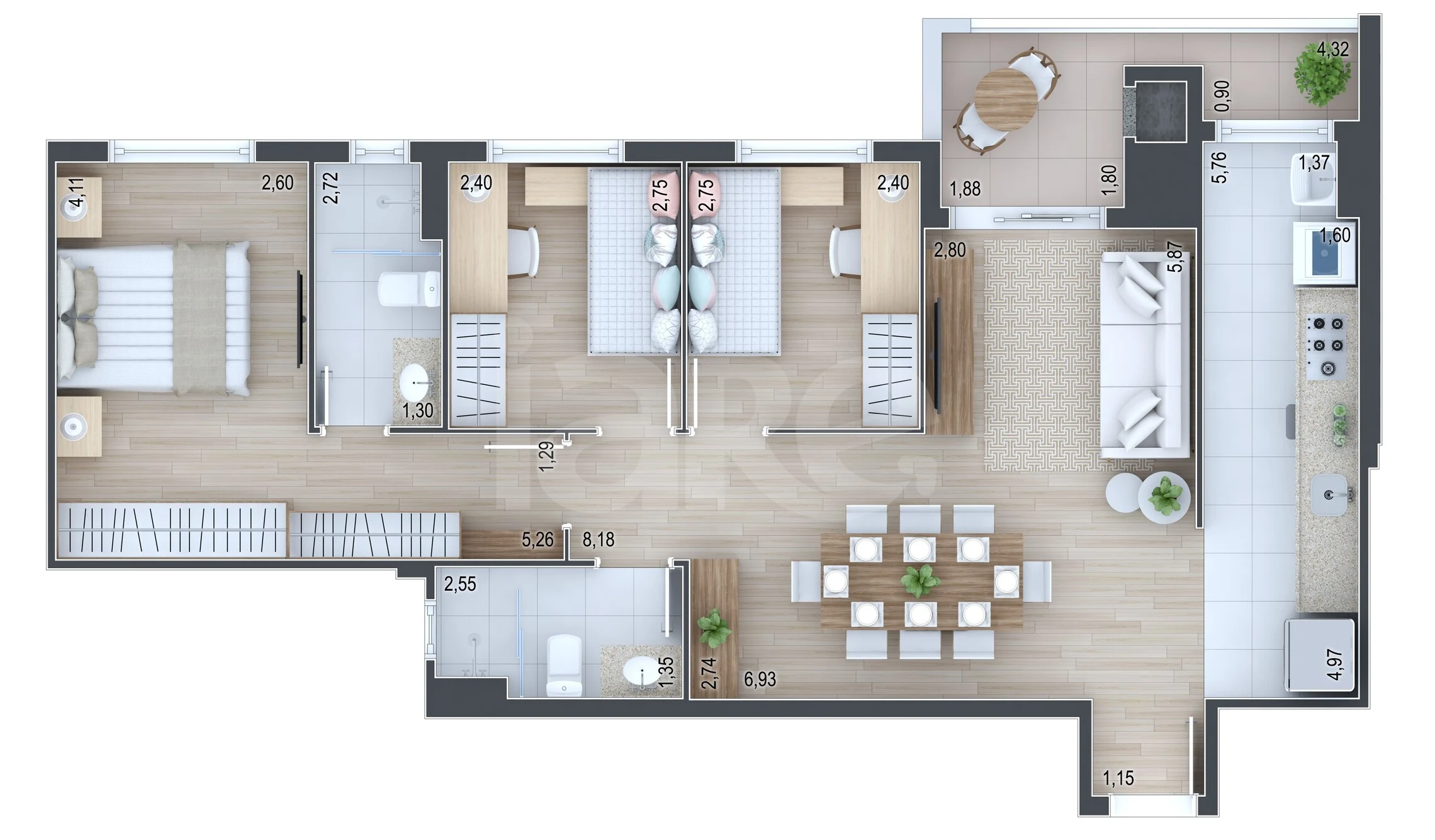 Planta — Apartamento 83,14 m²