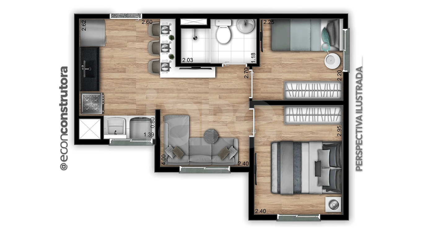 Planta — Apartamento 32,8 m²