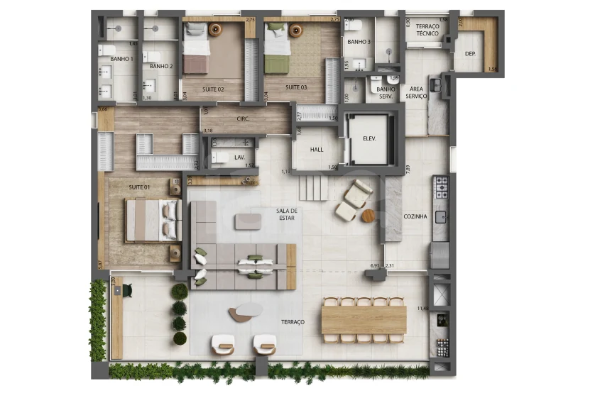 Planta — Cobertura Duplex 354,89 m²