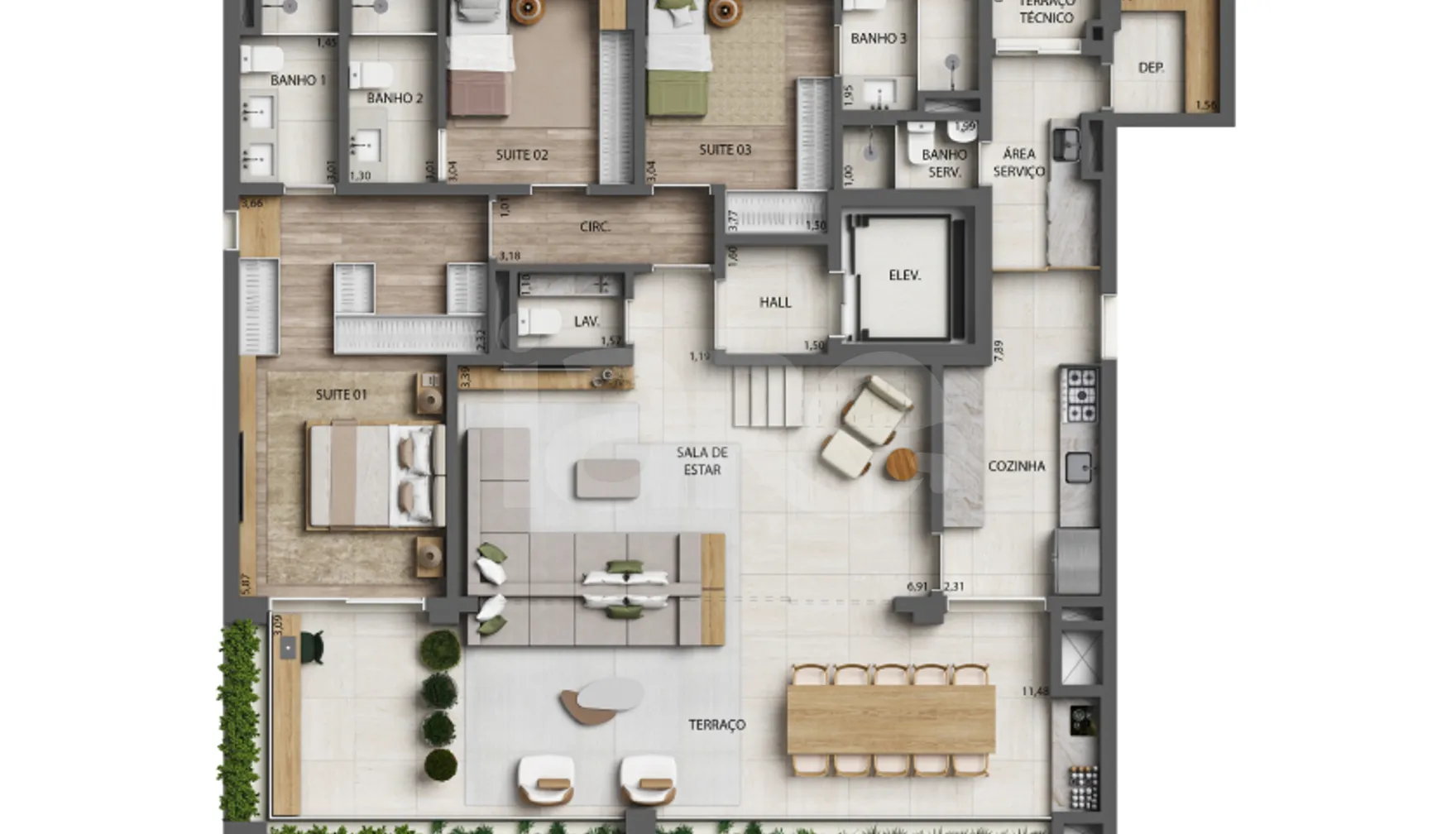 Planta — Cobertura Duplex 354,89 m²