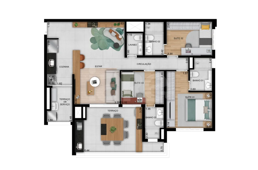 Planta — Apartamento 109,25 m²