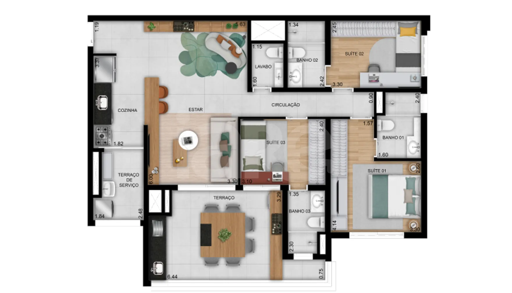 Planta — Apartamento 109,25 m²