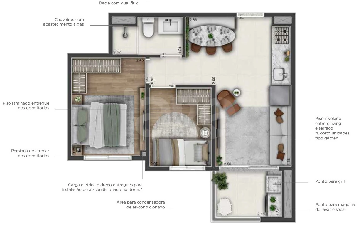 Planta — Apartamento 40,98 m²