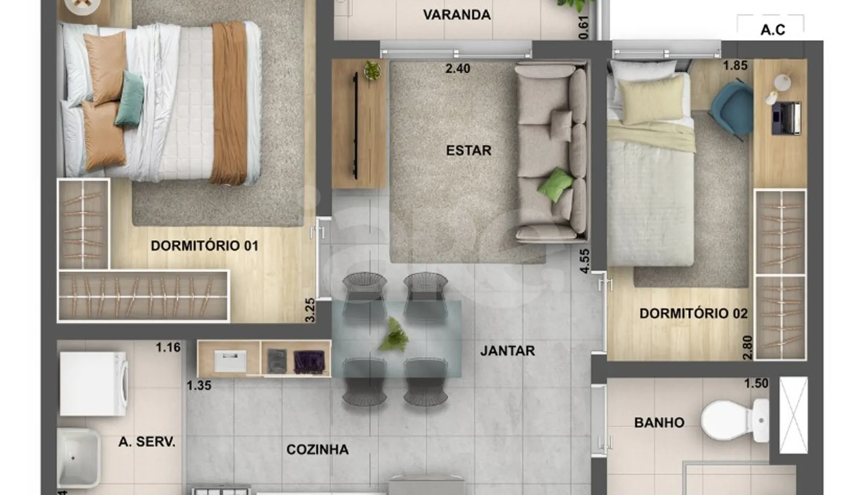Planta — Apartamento 41,34 m²