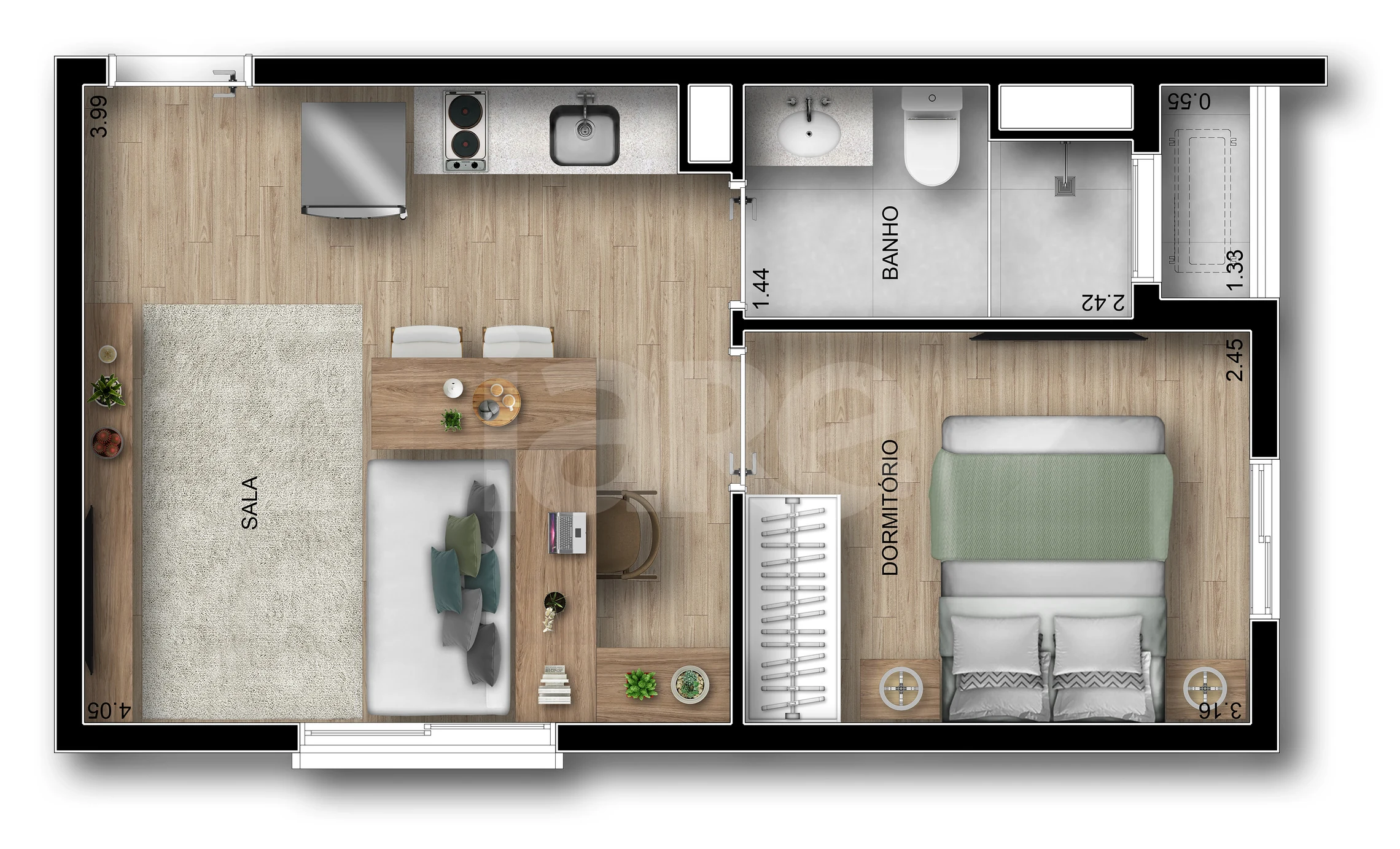 Planta — Apartamento 32,5 m²
