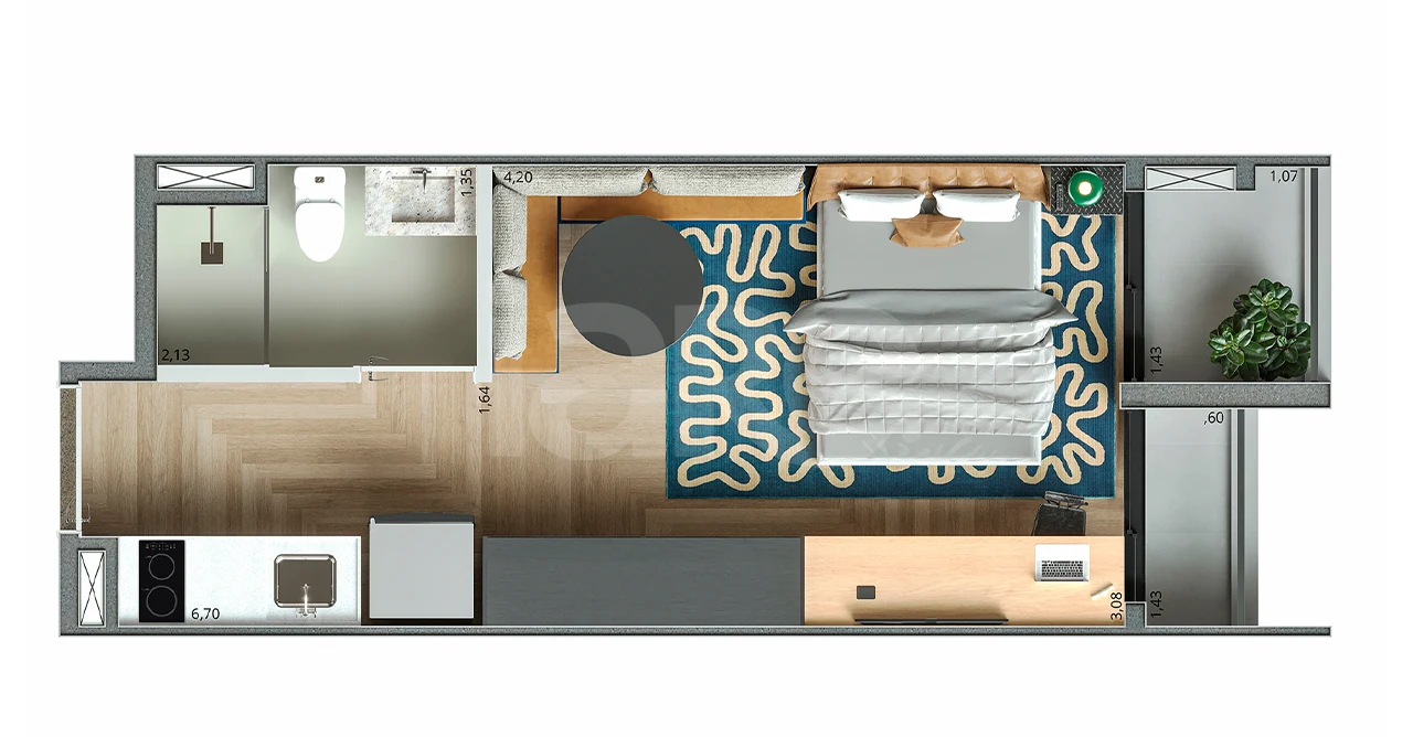 Planta — Studio 25,9 m²