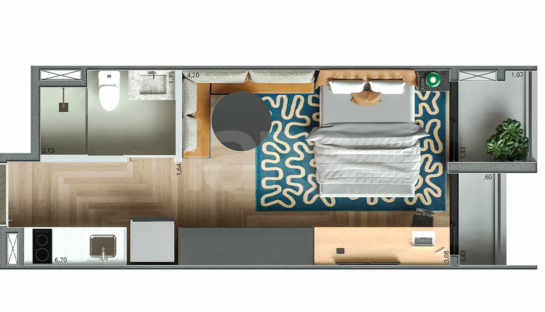 Planta — Studio 25,9 m²
