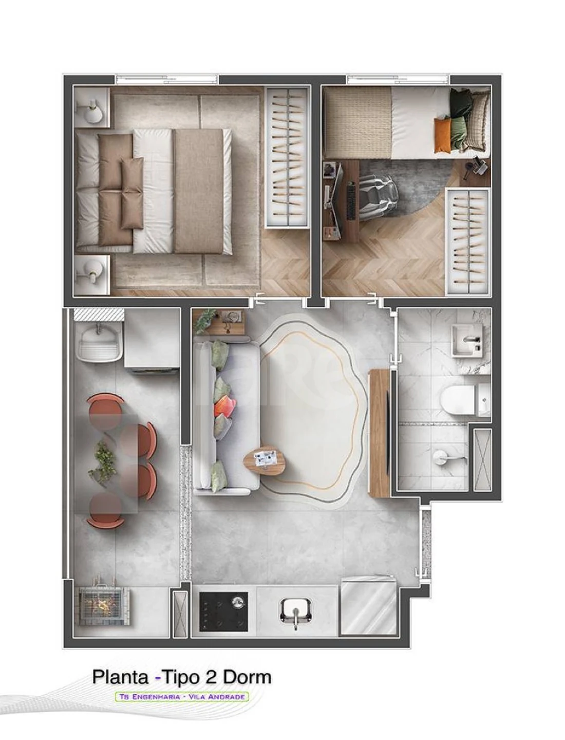 Planta — Apartamento 33,31 m²