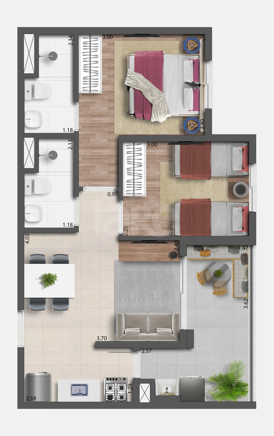 Planta — Apartamento 47,24 m²