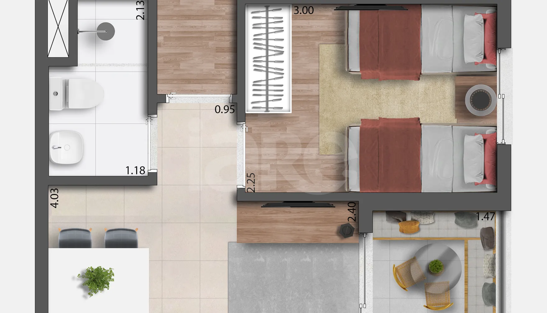 Planta — Apartamento 47,24 m²